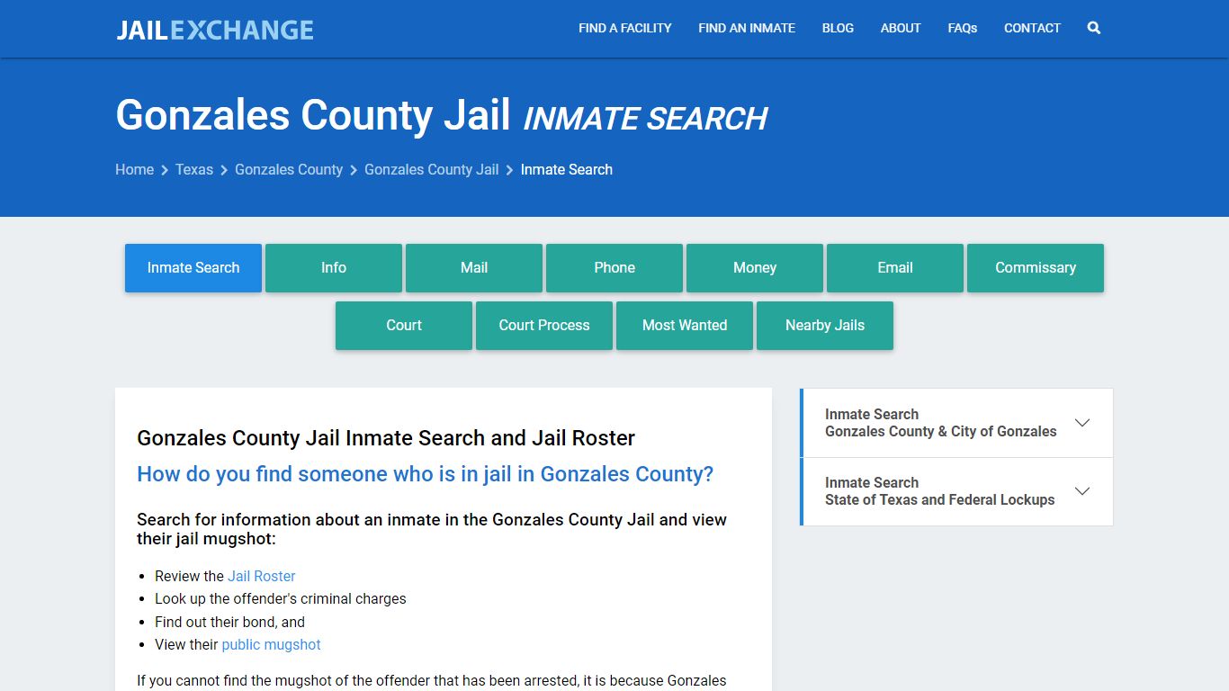 Gonzales County Jail Inmate Search - Jail Exchange